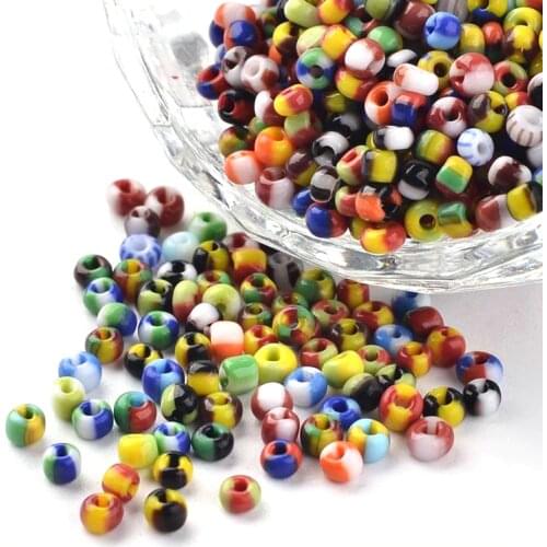 35 Styles for Choice 2 Colors 50g 8/0 Opaque Colours Seep Glass Beads Round Colorful, 2.5~3x2~3mm, about 1666pcs/50g