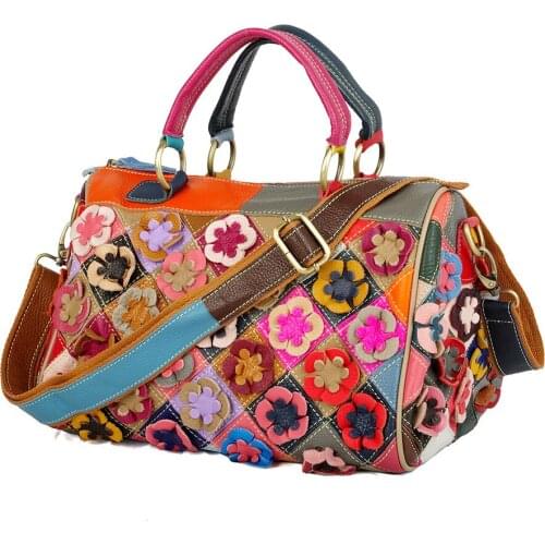 Fashion Women Genuine Leather Crossbody Bags For Women New Multicolor Shoulder Flowers Messenger Bag Ladies Travel Small Handbag