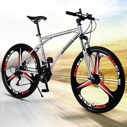 26-Inch Variable Speed Fast Flying Bicycle Mens Road Racing Double Disc Brake Solid Tire Shock Absorbing Bicycle Adult Students