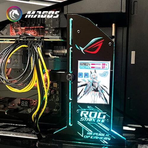 Vertical Graphics Card Bracket GPU Support + 2.4-inch LED Monitor Screen Chassis Decoration For PC Gamer DIY Cabinet RGB SYNC