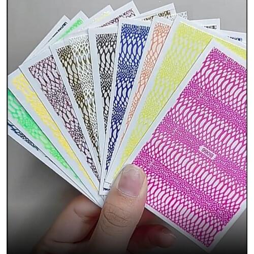 12PCS/Lot Fluorescent Snake Pattern Self-Adhesive 3D Nail Art Decals Sticker Decoration Manicure Decals Supplies For Tips