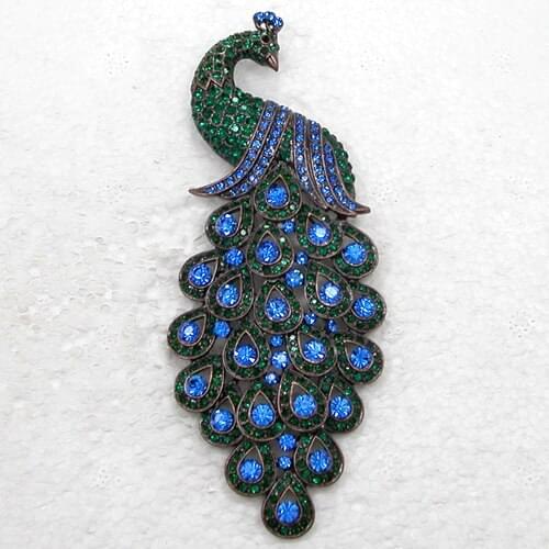 12pcs/lot Wholesale Fashion Brooch Rhinestone Huge Big Peacock Pin brooches Jewelry Gift C101762