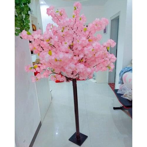 5.9 Feet Height Pink Artificial Cherry Flower Tree With Green Leaf Fake Peach Wishing Landscape Trees For Home Garden Decoration