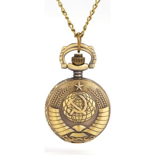 8909 Large bronze badge wheat ears Roman scale creative trend pocket watch personality retro gift quartz pocket watch