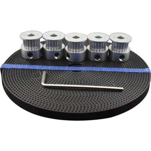 3D Printer Accessories 5pcs 20 teeth GT2 Timing Pulley Synchronous Wheel Bore 5mm and 5M GT2-6mm GT2 Timing Belt