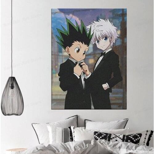 Gon Killua Zoldyck Hunter x Hunter Anime Poster Unframed Canvas Print Painting Wall Art Picture for Living Room Home Decor