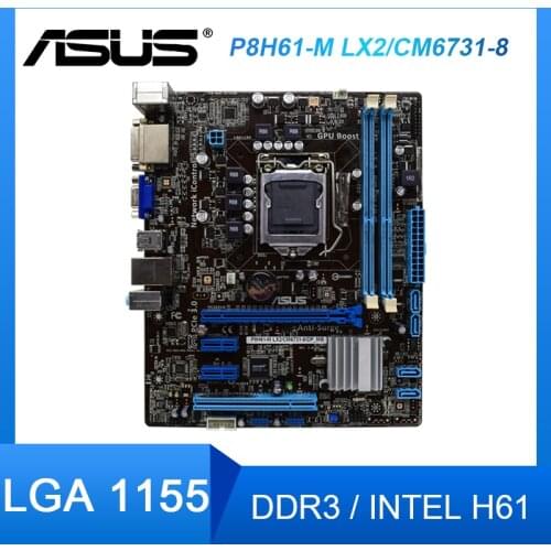 ASUS P8H61-M LX2/CM6731-8 LGA 1155 original Motherboard DDR3 Intel H61 Micro-ATX DVI VGA original motherboard