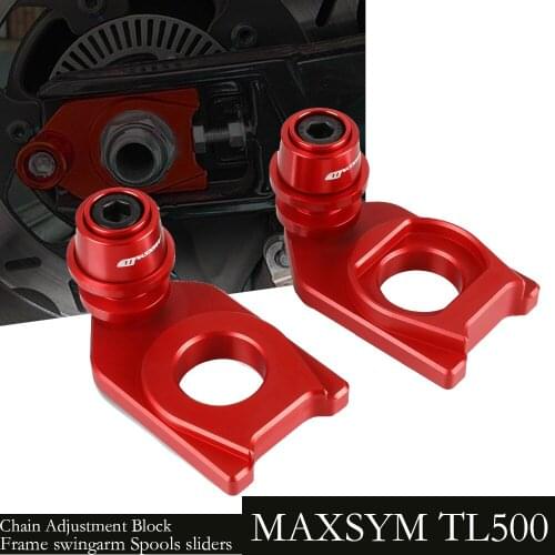 Motorcycle Chain Adjustment Block Swingarm Spools Rear Wheel Sliders Axle Stand Hook Set For SYM MAXSYM TL 500 TL500 2020 2021