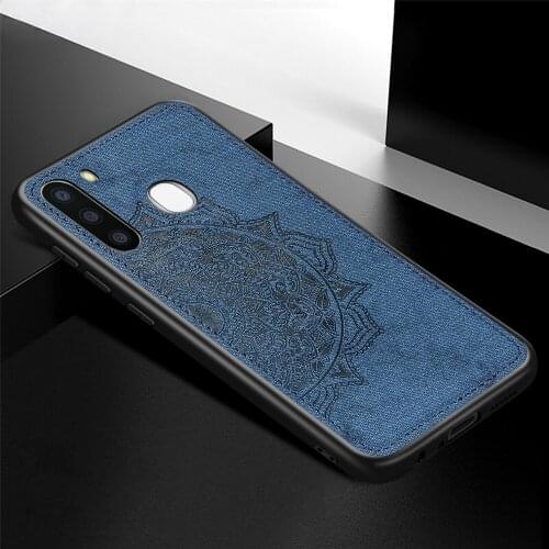 For Samsung Galaxy A21 Case Magnetic TPU Frame Cloth Fabric Back Cover For Samsung Galaxy A21 Phone Bumper Case For Samsung A21