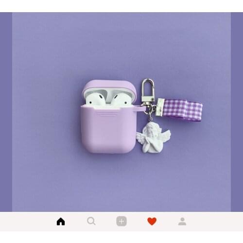 Elegant angel Silicone Case for Apple Airpods Case Accessories Bluetooth Earphone Cartoon Protective Cover Cute angel Key Ring