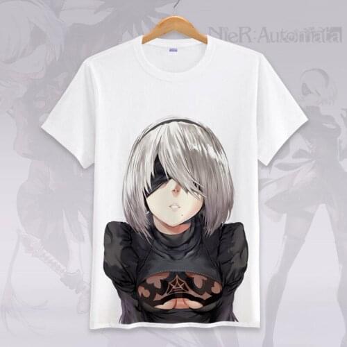 NieR: Automata 2B Cosplay T Shirt YoRHa No.2 Type B Summer T-Shirt Cartoon Top Tee Anime Halloween Carnival Cosplay Costume
