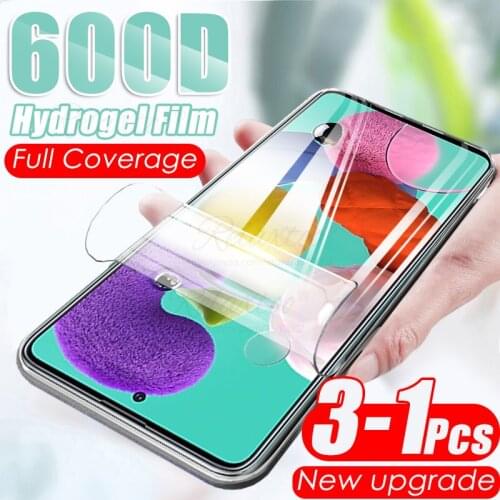 3-1pcs 600D Soft Hydrogel Film For Samsung Galaxy A01 A11 A21 A31 A41 A51 A71 M11 M21 M51 Full cover Screen Protector not glass