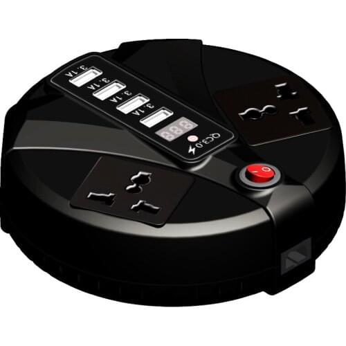 Hot selling 150W 220V output 12/24V input dc to ac Inverter round mini Car Inverter 4 USB3.0 Car Fast Charge Power Converter