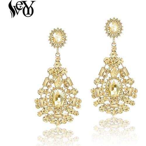 VEYO Classic Round Rhinestone Crystal Drop Earrings For Women Luxury Earrings High Quality