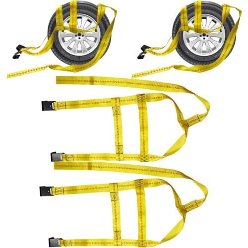 Tire Basket Straps Wrecker Car Hauler Truck Tow Dolly Tire Wheel Tie Down Straps 2pcs