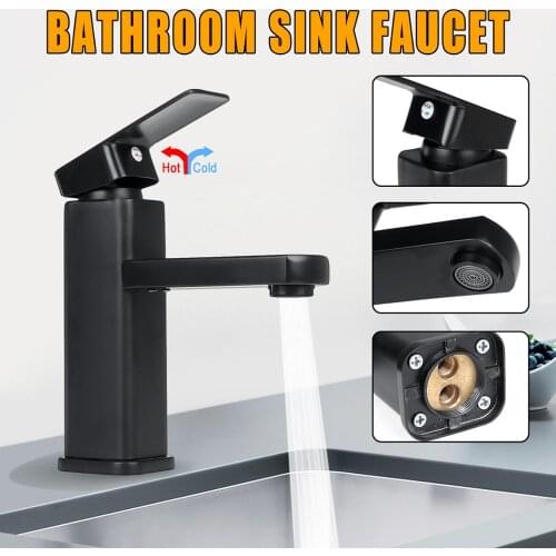 Matte Black Bathroom Sink Faucet Basin Cold/Hot Mixer Tap Single Handle