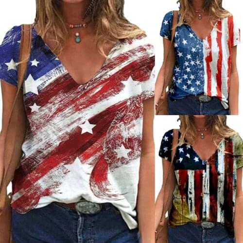 American Flag Print Summer Women Tank Tops Independence Day Oversized Tops Female Tank Tshirt Clothes V-neck Sleeveless 3XL 2021