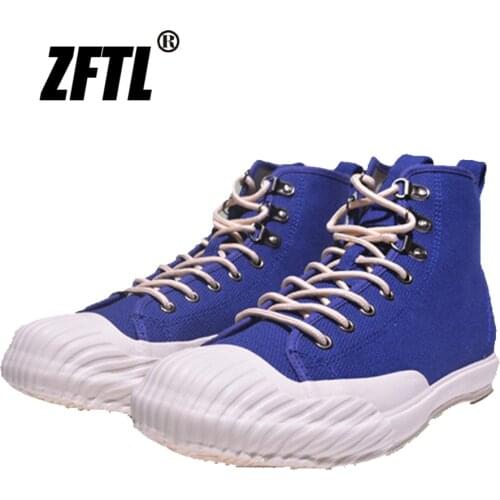 ZFTL Mens Canvas Shoes vulcanized shoes high-top vintage retro tooling Japan Vulcanization Lace up Sneakers man Casual shoes