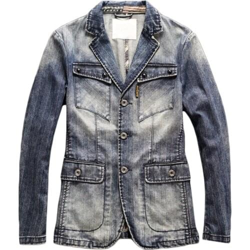 Mens Suit Dress Denim Jackets and Coats Spring Plus Size XXXL Mens Denim Outerwear Business Mens Coats 2020 New Arrivals A215