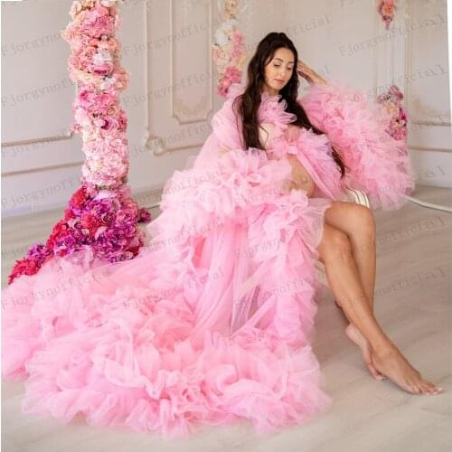 Unforgetable Photoshoot Womens Tulle Dresses Custom Made Soft Maternity Dress for Babyshower Bridal Evening Gowns