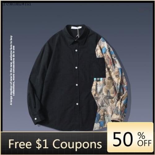 Spring and Autumn New Splicing Japanese Long-sleeved Shirt Mens Tide Spring Niche Trend Shirt Couple Jacket Coat Shirts for Men