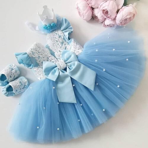 Baby Girls Dress Summer Cute Bownot Baby Princess Birthday Party 1 Year Birthday Tutu Gown Toddler Infant Christening Clothing
