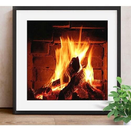 Full Square Diamond Painting Fire Landscape Decoration Home 5D DIY Diamond Embroidery Picture Of Rhinestone Mosaic Gift