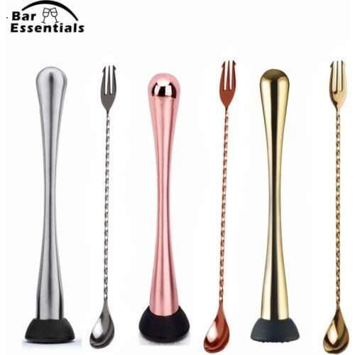 Bar Cocktail Bar Barware Mojito Muddler + Spoon Set DIY Drink Fruit Muddler Crushed Ice Cocktail Muddler Stainless Steel Spoon