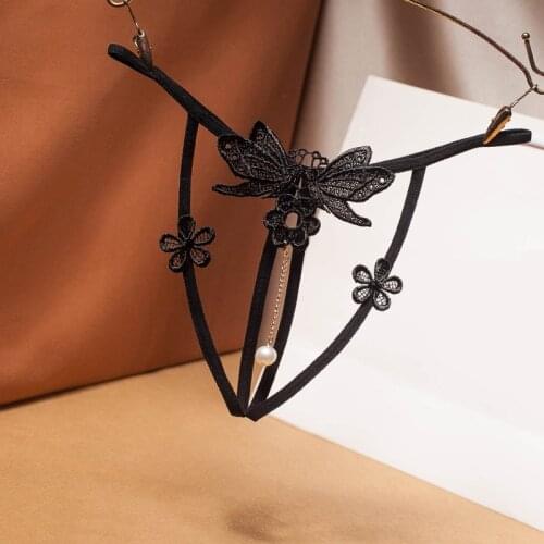 Embroidery Sexy Panties For Women Transparent Sex Underwear Lace Open Crotch Erotic Panties Female Crotchless Thongs For Sex