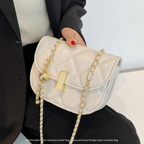Crossbody Bag Designer Shoulder Bag Female Handbag Purse Women Saddle Bag Chain Backpack Fashion 2021 PU Leather Diamond Lattice