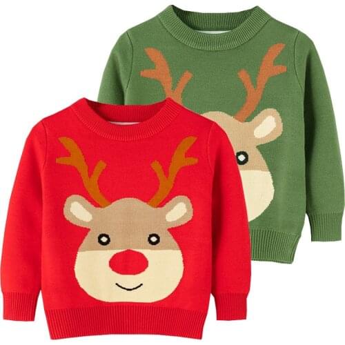 Christmas Milu Deer Boys Sweaters Cotton Blend Winter Children Clothes Toddler Girls Pullover Kids Kntited Wear