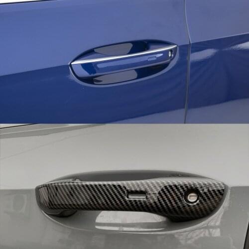 Carbon Fiber Color Modify Chrome Door Handle Cover Trim Protection Sticker For VW GOLF8 Golf 8 2020 R GTI GTE Car Accessories