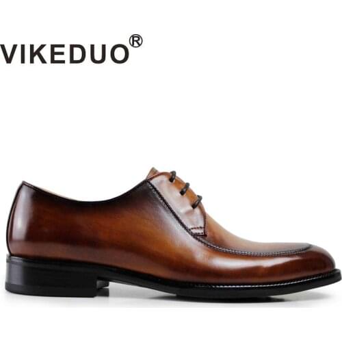 Vikeduo 2021 Vintage Luxury Male Handmade Genuine Leather Shoes Fashion Design Wedding Party Dress Shoe Original Men Derby Shoes