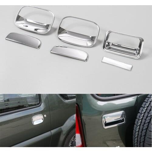 Exterior Car Door+Tailgate Handle Bowl Decoration Frame Cover Trim Styling Car-covers 6Pcs ABS For Suzuki Jimny 2007-2015