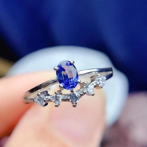 CoLife Jewelry 100% Real Sapphire Silver Ring for Engagement 4*5mm Light Blue Sapphire 925 Silver Sapphire Jewelry