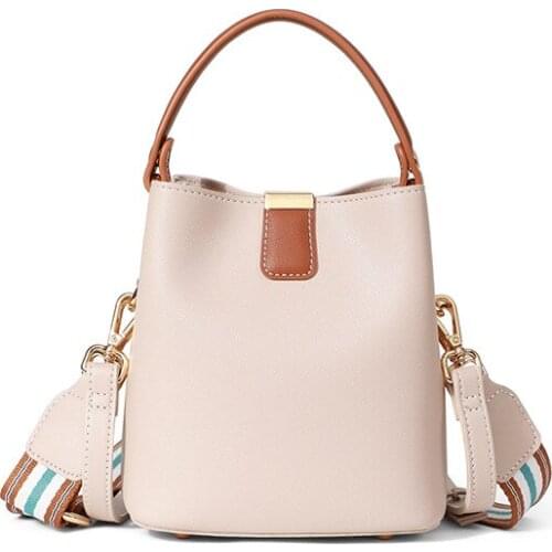 Shoulder Bag Women 2021 New Fashion Cow Split Leather Handbag Messenger Bucket Bag