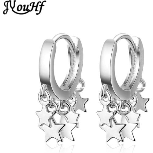 JYouHF Fashion White Gold Plated Hoop Earrings for Women Female Gold Silver Color Star Charms Earrings Jewelry Oorbellen Earings