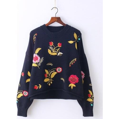 2018 Hot Sale Pullover Jumper Korean Autumn And Winter Dress New Pattern Neck Long Sleeve Embroidered Sweater Loose Coat Tide