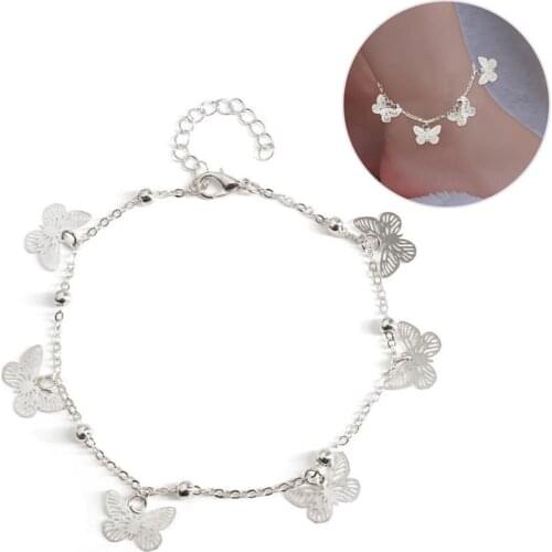 Womens Anklet Fashion Adjustable Butterfly Decor Beach Anklet Ankle Bracelet Foot Jewelry For Women Girls Jewelry Accessories