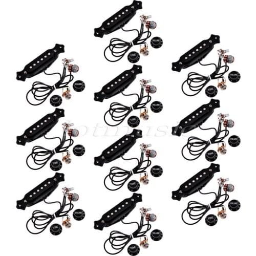 10pcs Suitable & Durable Pre-wired Pickups Set up pots knobs jack Acoustic Guitar Pickups