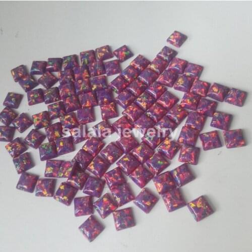 100pcs/lot DHL Free Shipping Wholesale 5mm OP38 Synthetic Square Cabochon Opal Fire Opal Stone