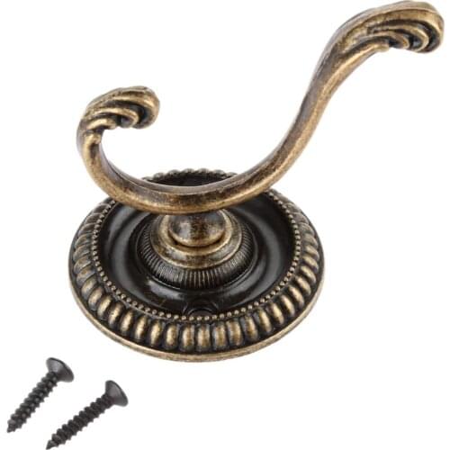 2pcs Vintage Hooks Decorative Furniture Cabinet Hooks Wall Mounted Towel Hooks for Clothes Bag Coat Hat Backpack Coat Hanger