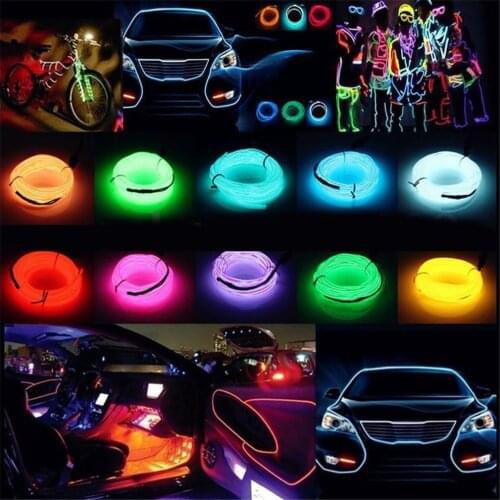 5M Car Decoration Lamp Cold Light Strip Interior Modification With Side Clip Band Led Cold Light + Battery Box