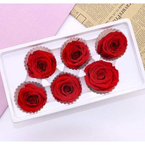 6PCS/BOX 5-6cm Preserved Flowers Rose Flower Immortal Rose Mothers Day DIY Valentines Day Gift Eternal Life Flower Gift