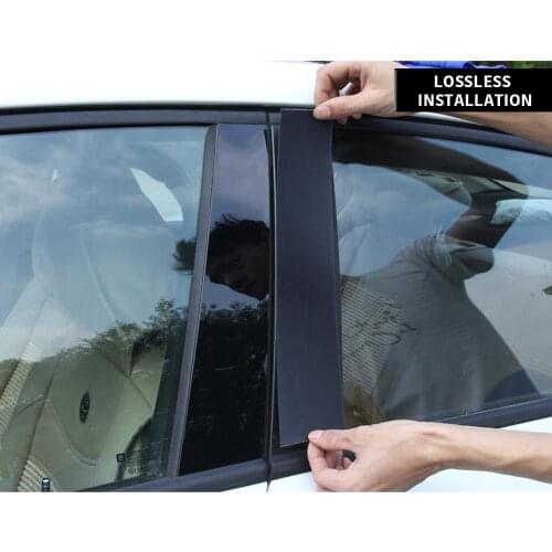6PCS Auto Car Window Pillar Posts Cover Trim Sticker Mirror Effect Anti Scratch Mirror Surface Film For Honda Civic 2006-2011