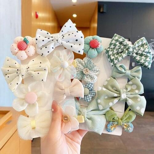 8 Pcs/set Cotton Cute Printed Bowknot Hair Clips Hair Accessories Girls Hairpin High Quality Safty Kids Hairpins Headwear Gift