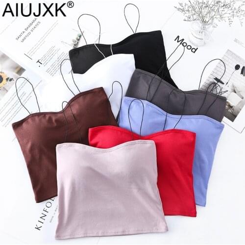 AIUJXK Summer Breathable Tank Camis Women 2021 New Crop Top Sexy Elastic Cotton Corset Padded Bralette Tube Top Cropped T Shirt