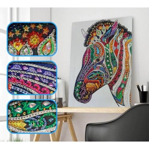 Special Shaped Diamond Painting DIY 5D Animal Colorful Horse Crystal Rhinestone Cross Stitch Kit Diamond Embroidery Home Decor