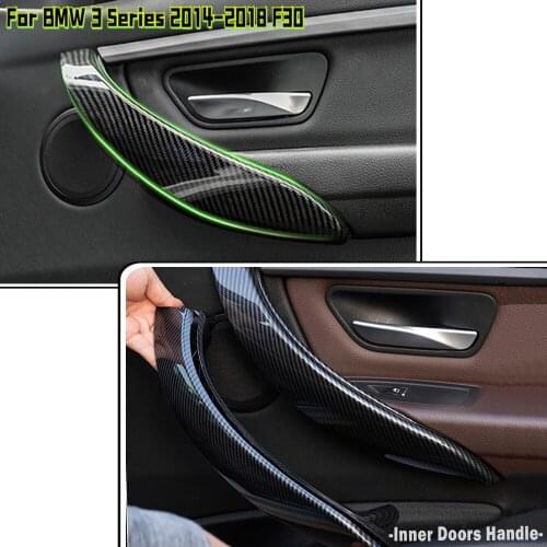 Car Interior Door Handle Cover Trim Carbon Fiber ABS Trim Handle Sticker For BMW 3 Series F30 F31 F34 2013~2018 Auto Accessories