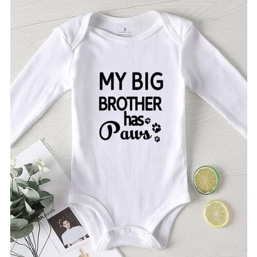 New Born Dog Print Big Brother Baby Bodysuits Newborn Boy Costume Toddler Jumpsuits Long Sleeve Girl Clothes Winter Kids Outfit